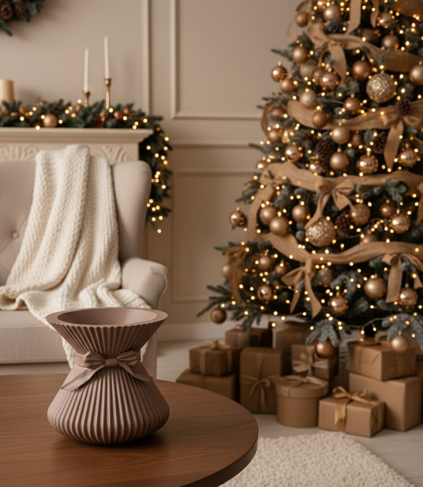 Christmas Ribbon Vase