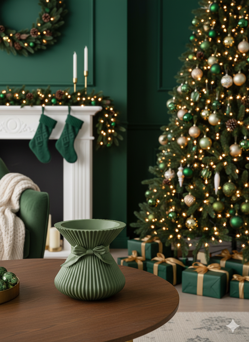 Christmas Ribbon Vase