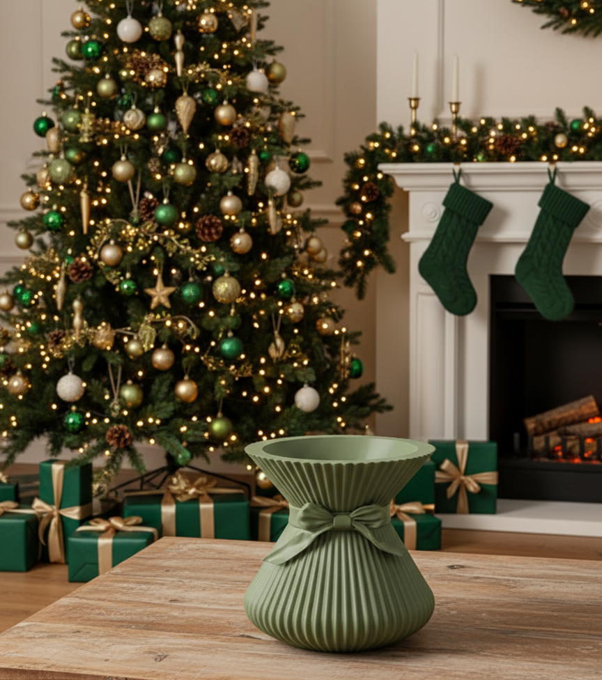 Christmas Ribbon Vase