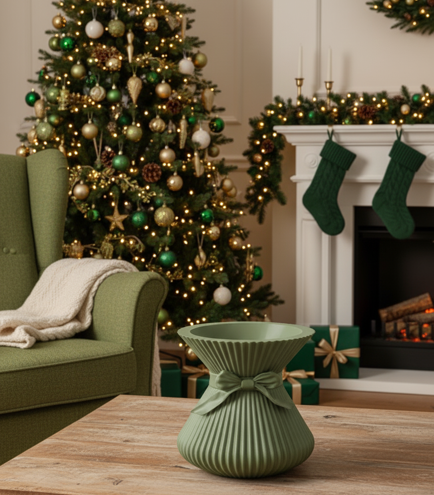 Christmas Ribbon Vase