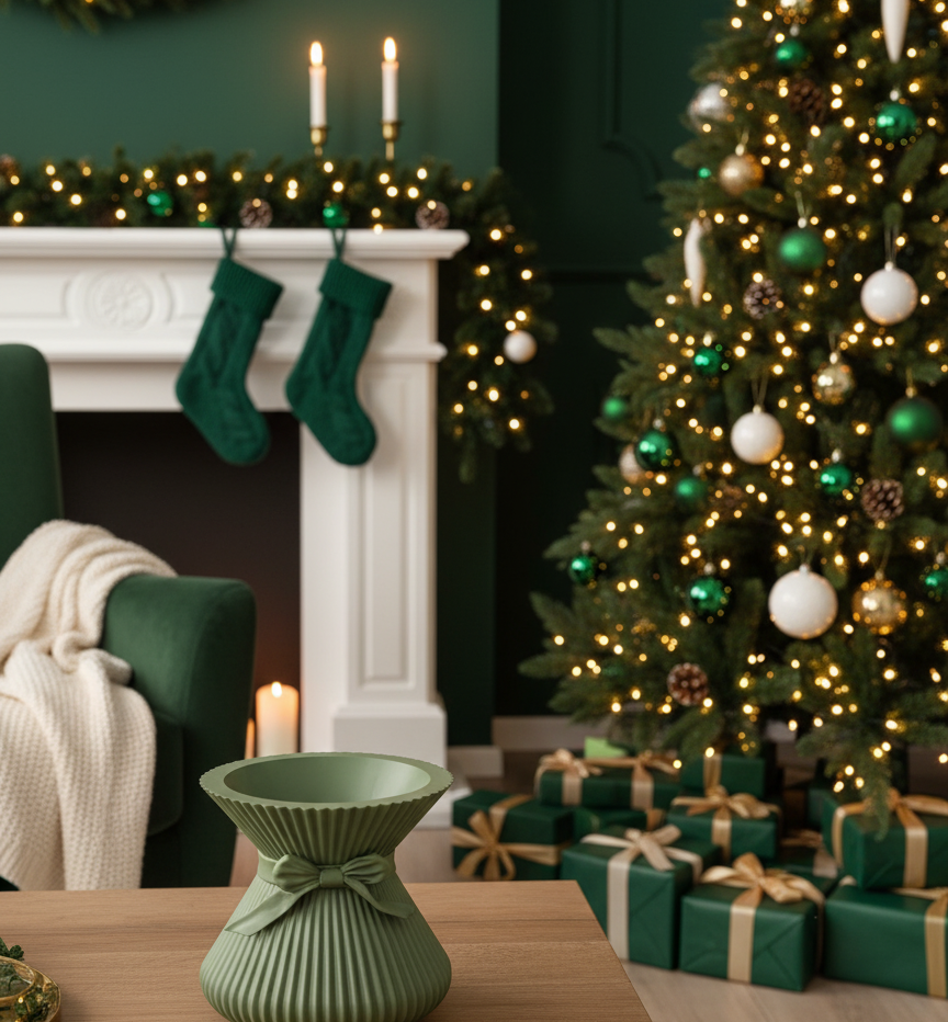 Christmas Ribbon Vase