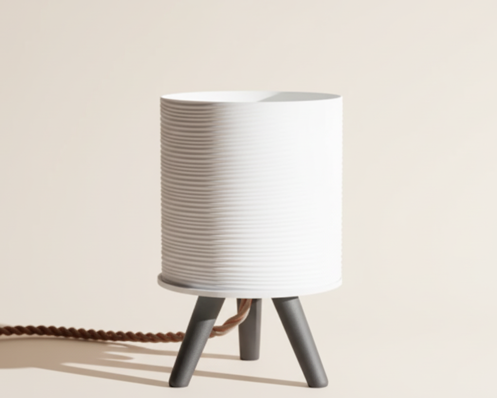 White lamp with black base