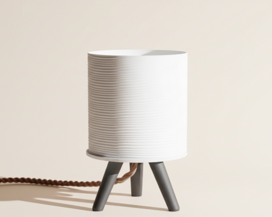 White lamp with black base