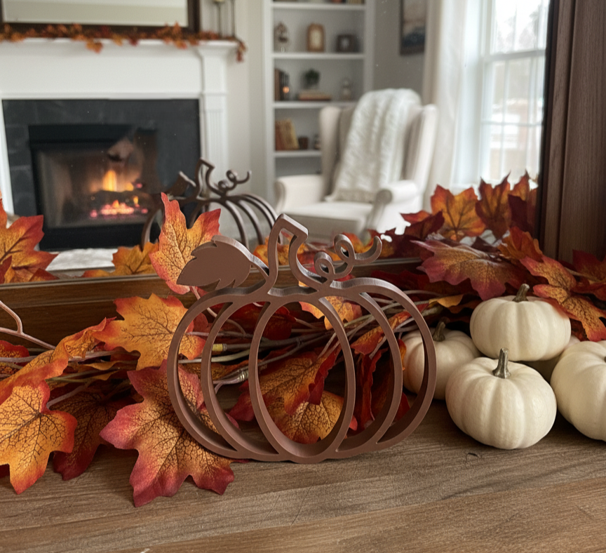 Contemporary fall home decor accent in warm neutral tone
