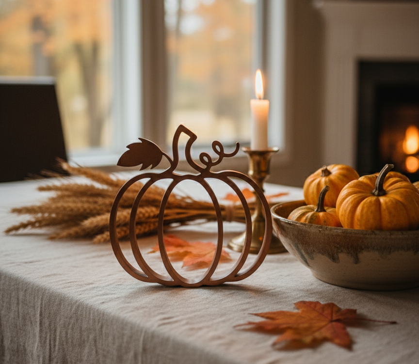 Contemporary fall home decor accent in warm neutral tone