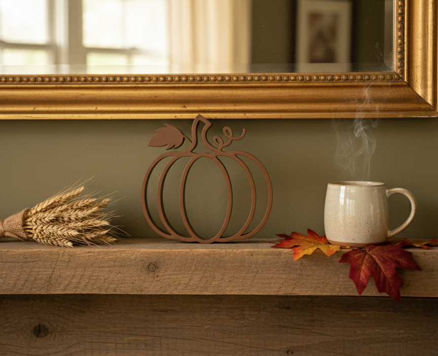 Contemporary fall home decor accent in warm neutral tone